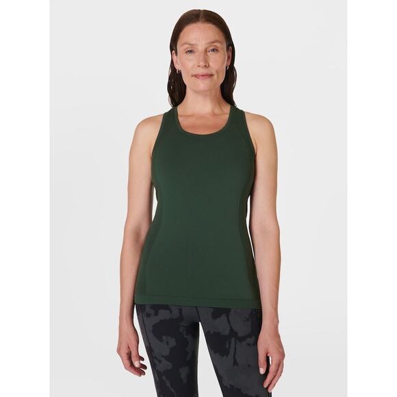 NWOT Sweaty Betty Hunter Green Athlete Seamless Workout Tank Top US 12/UK XL - Picture 1 of 8
